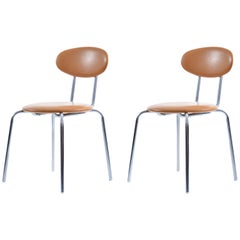 Pair of Midcentury Chairs by Kovona in Leatherette and Chrome, Czechoslovakia