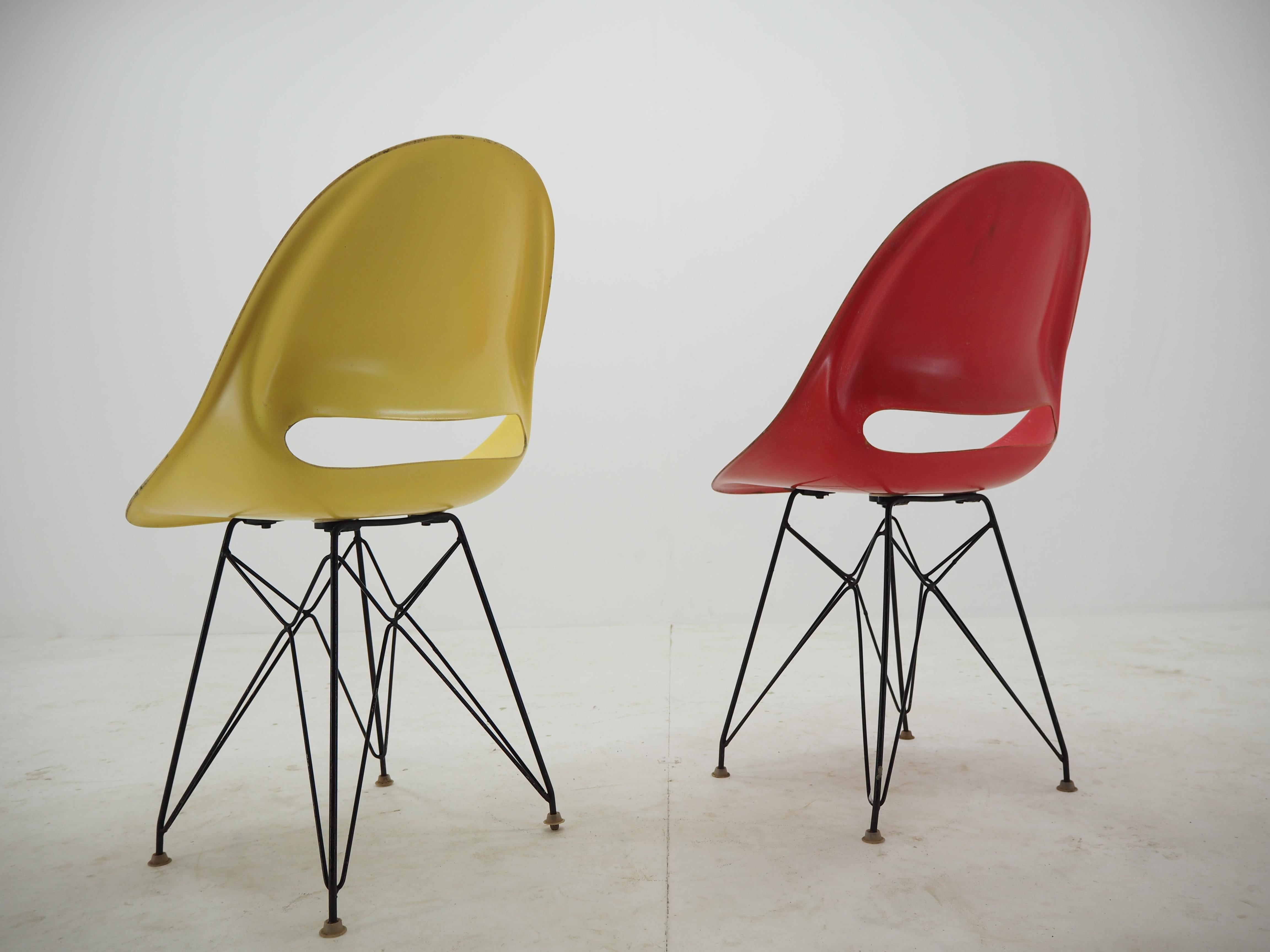 Steel Pair of Midcentury Chairs, Vertex, by Miroslav Navratil, 1960s