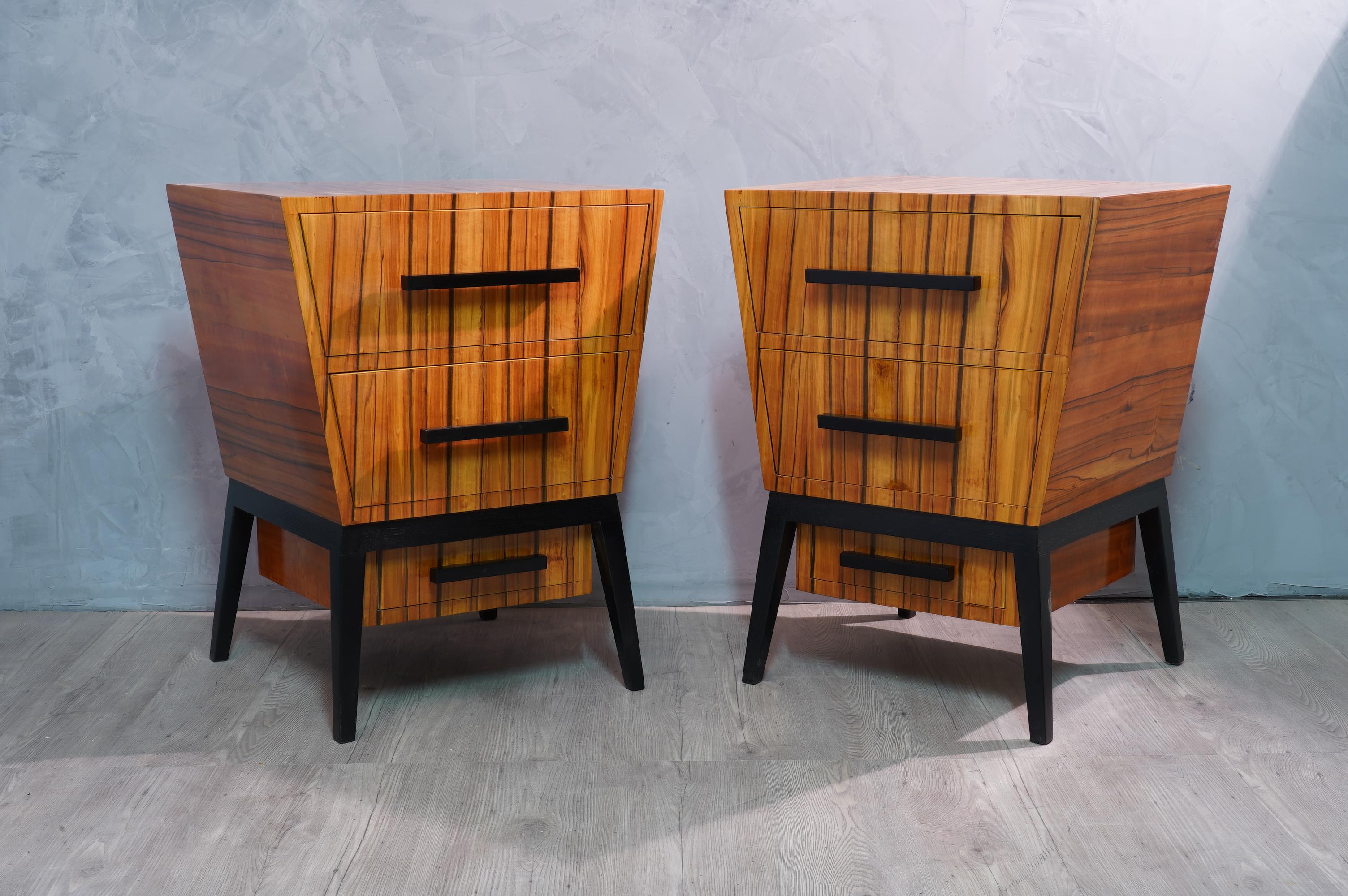 Pair of Midcentury Cherrywood Large Nightstands, 1950 3