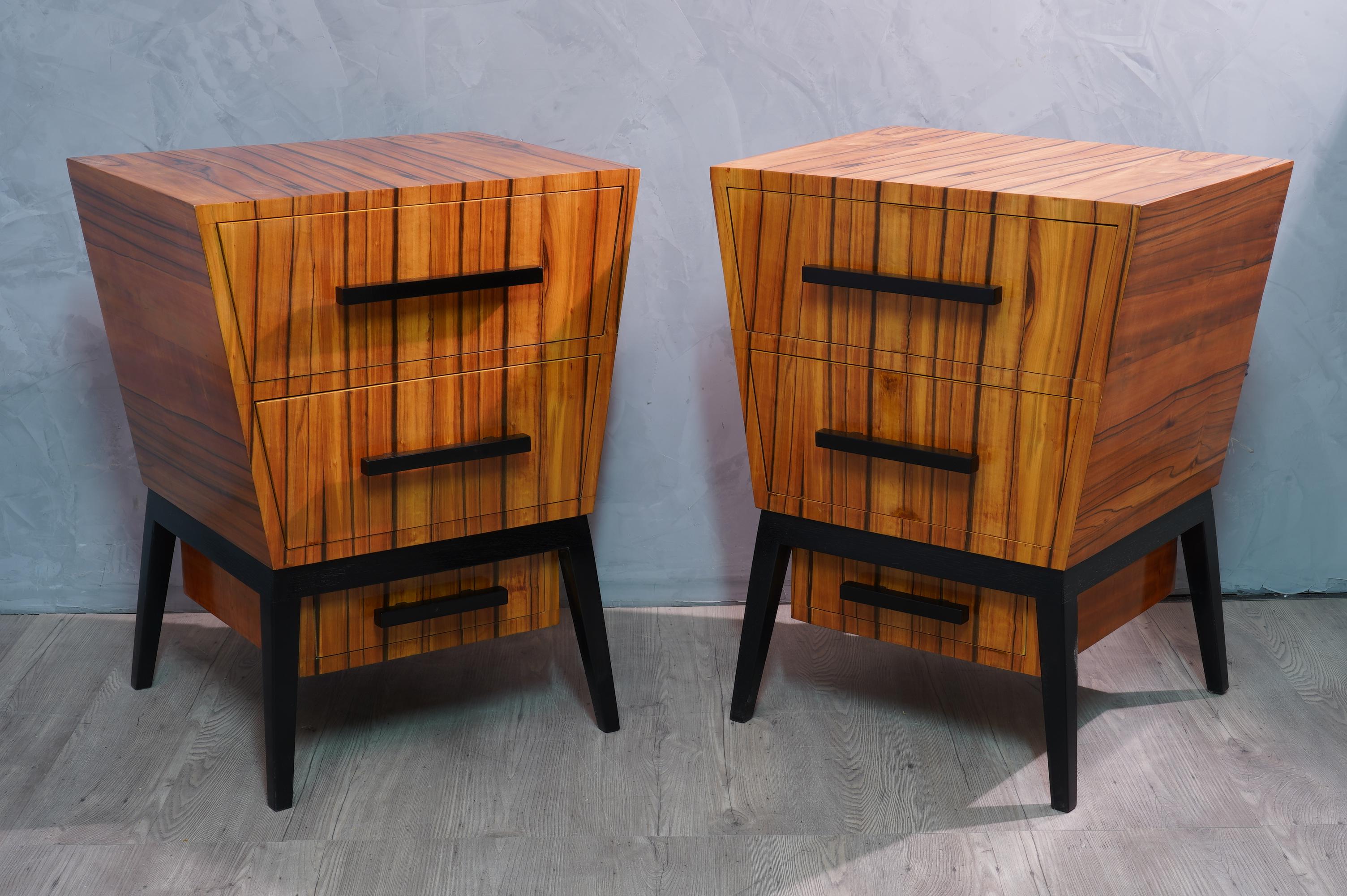 Pair of Midcentury Cherrywood Large Nightstands, 1950 In Excellent Condition In Rome, IT