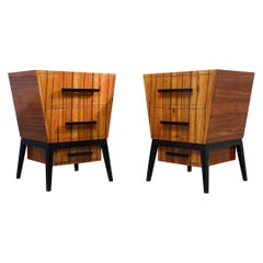 Vintage Pair of Midcentury Cherrywood Large Nightstands, 1950