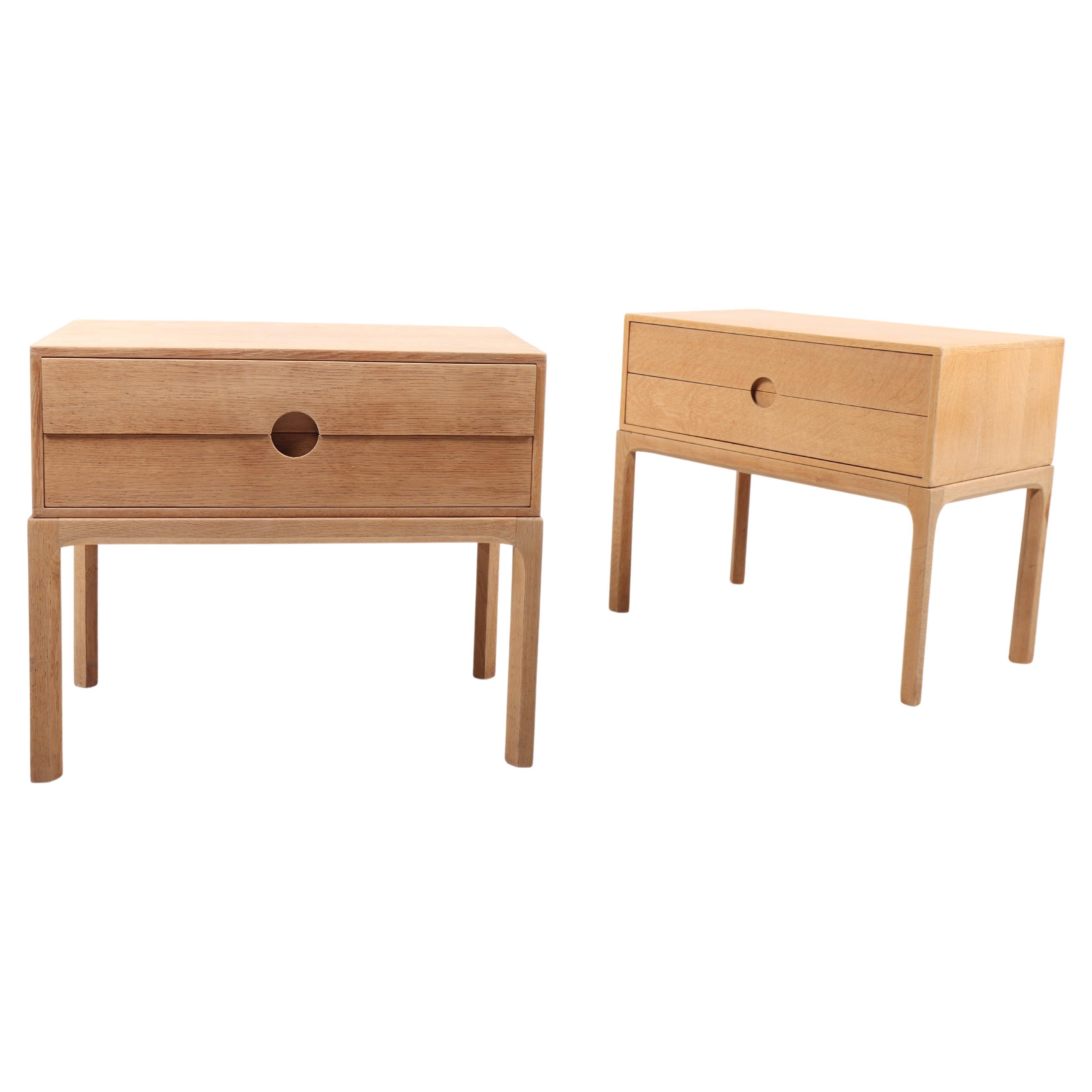 Pair of chest of drawers in oak. Designed by Kai Kristiasen and made by Aksel Kjærsgaard cabinetmakers. Great original condition.
