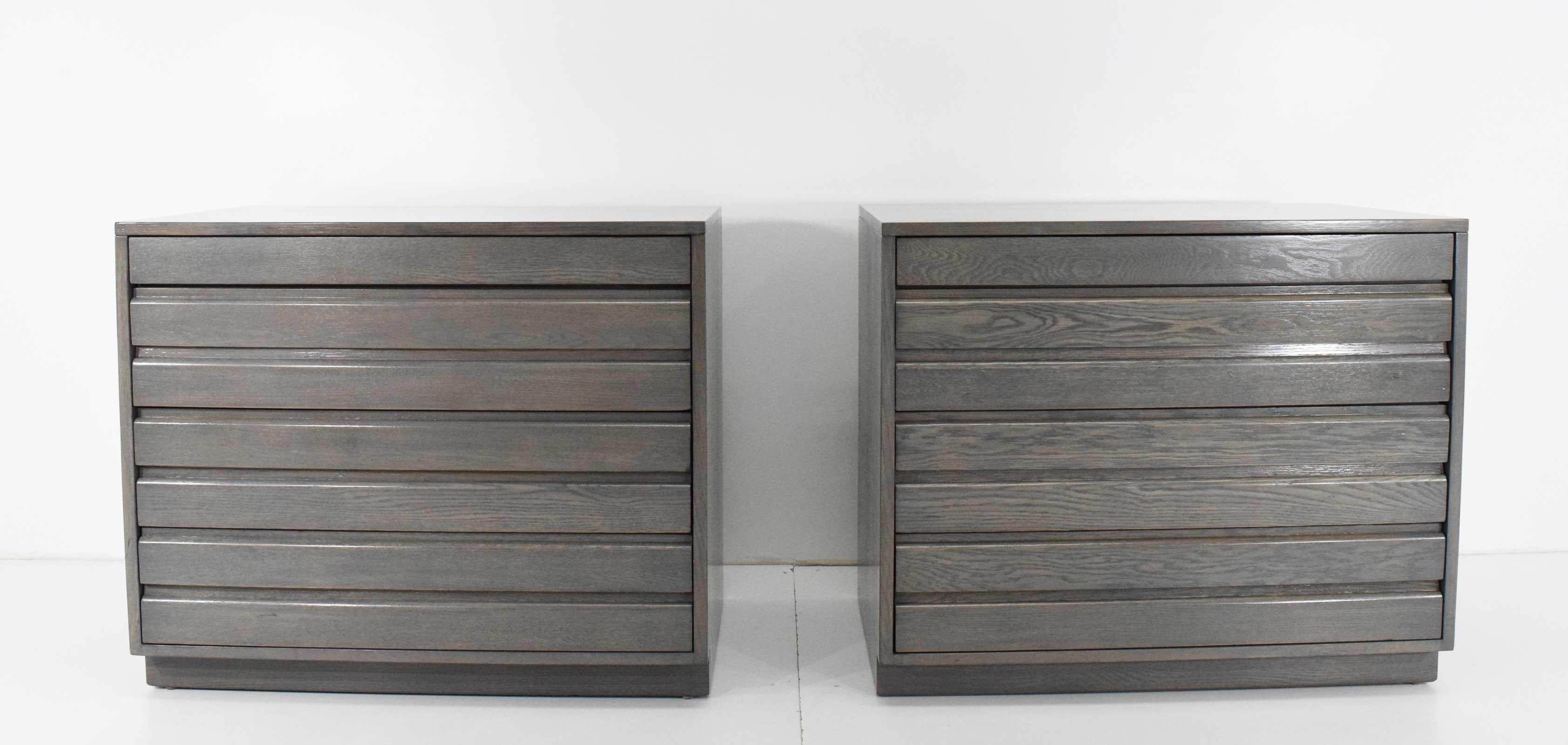 Mid-Century Modern Pair of Midcentury Chests Stained in Grey