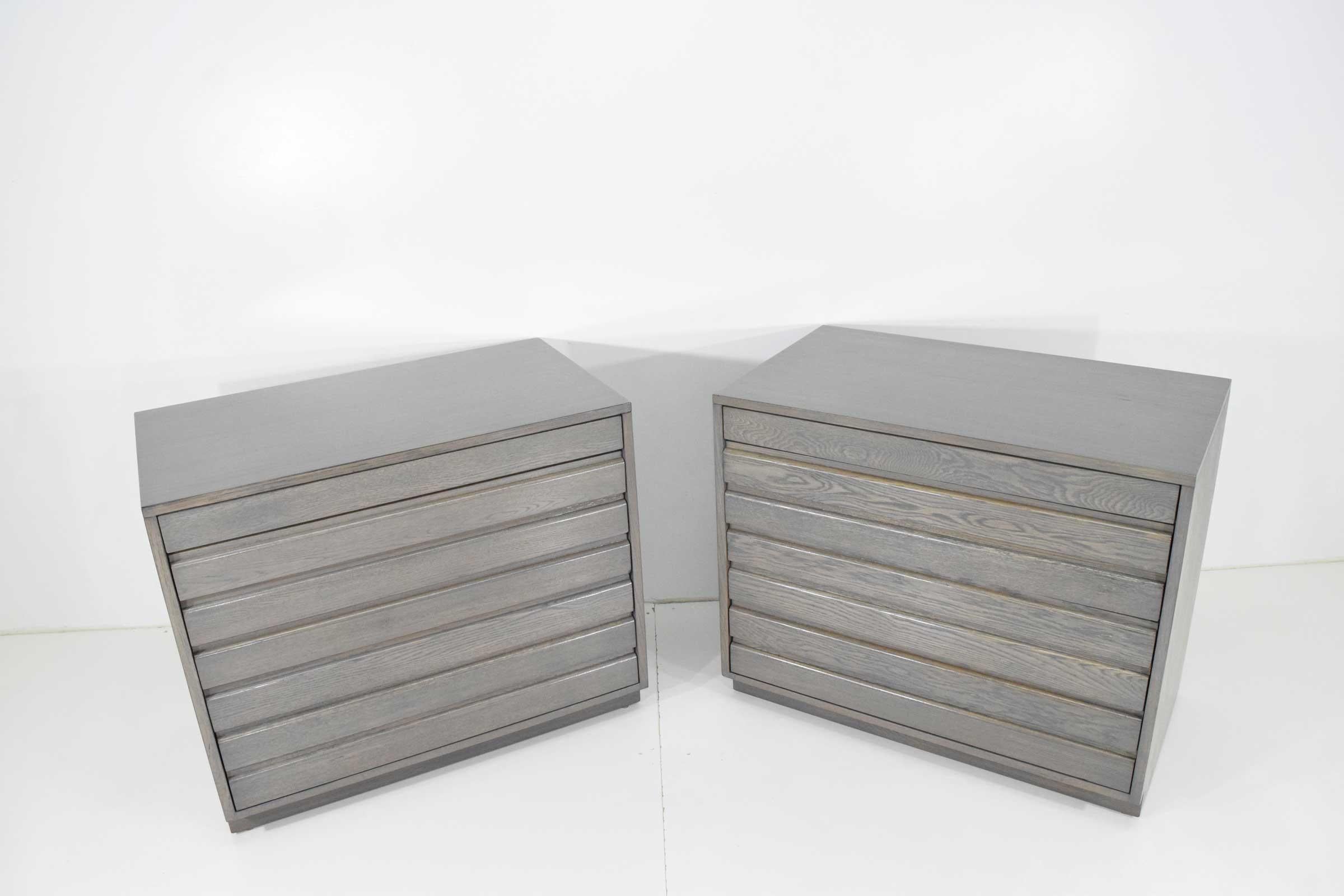 American Pair of Midcentury Chests Stained in Grey