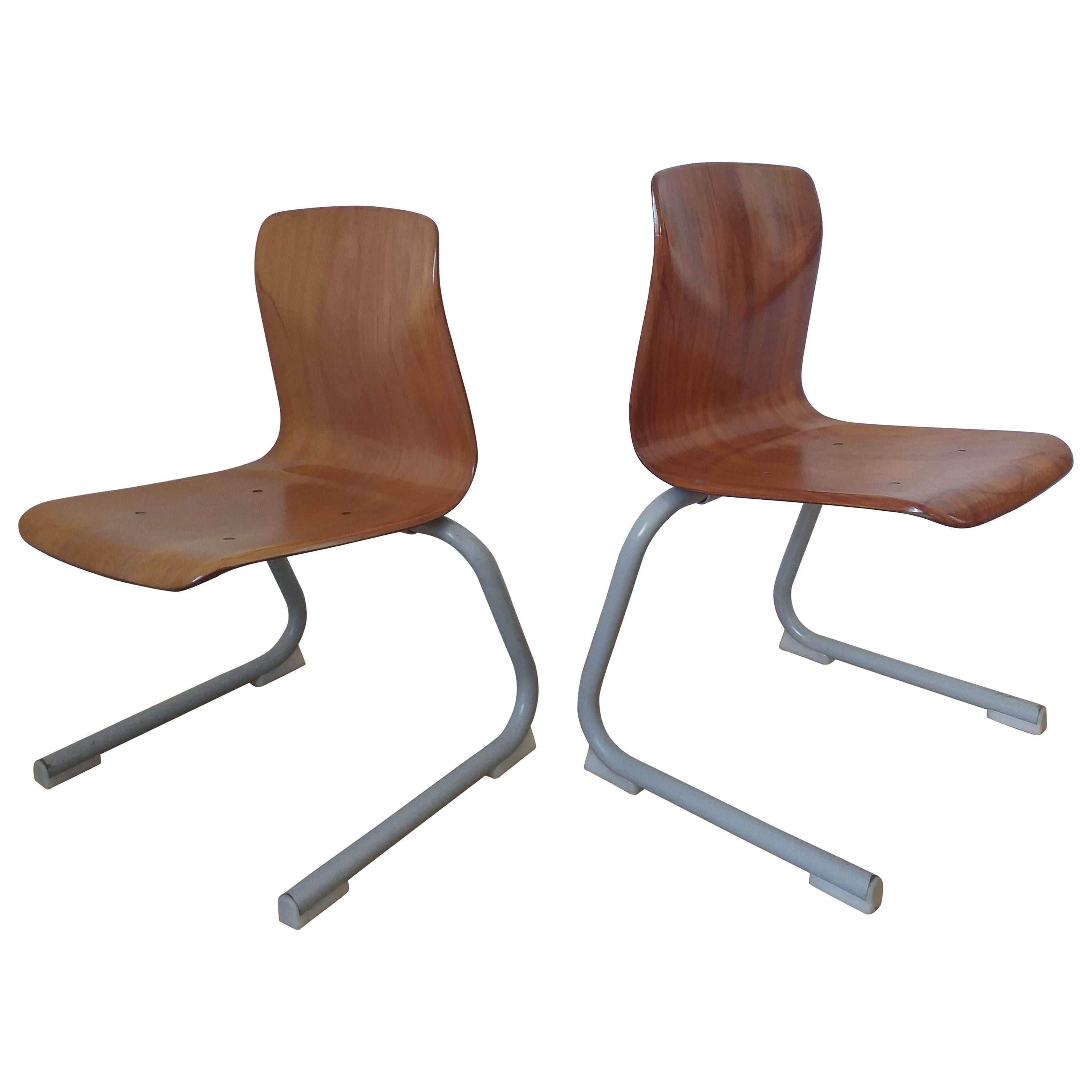 Pair of Midcentury Children / School Chairs Pagholz, Elmar Flötotto, 1980s For Sale