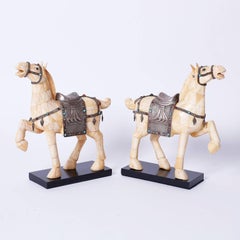 Pair of Midcentury Chinese Bone Horses