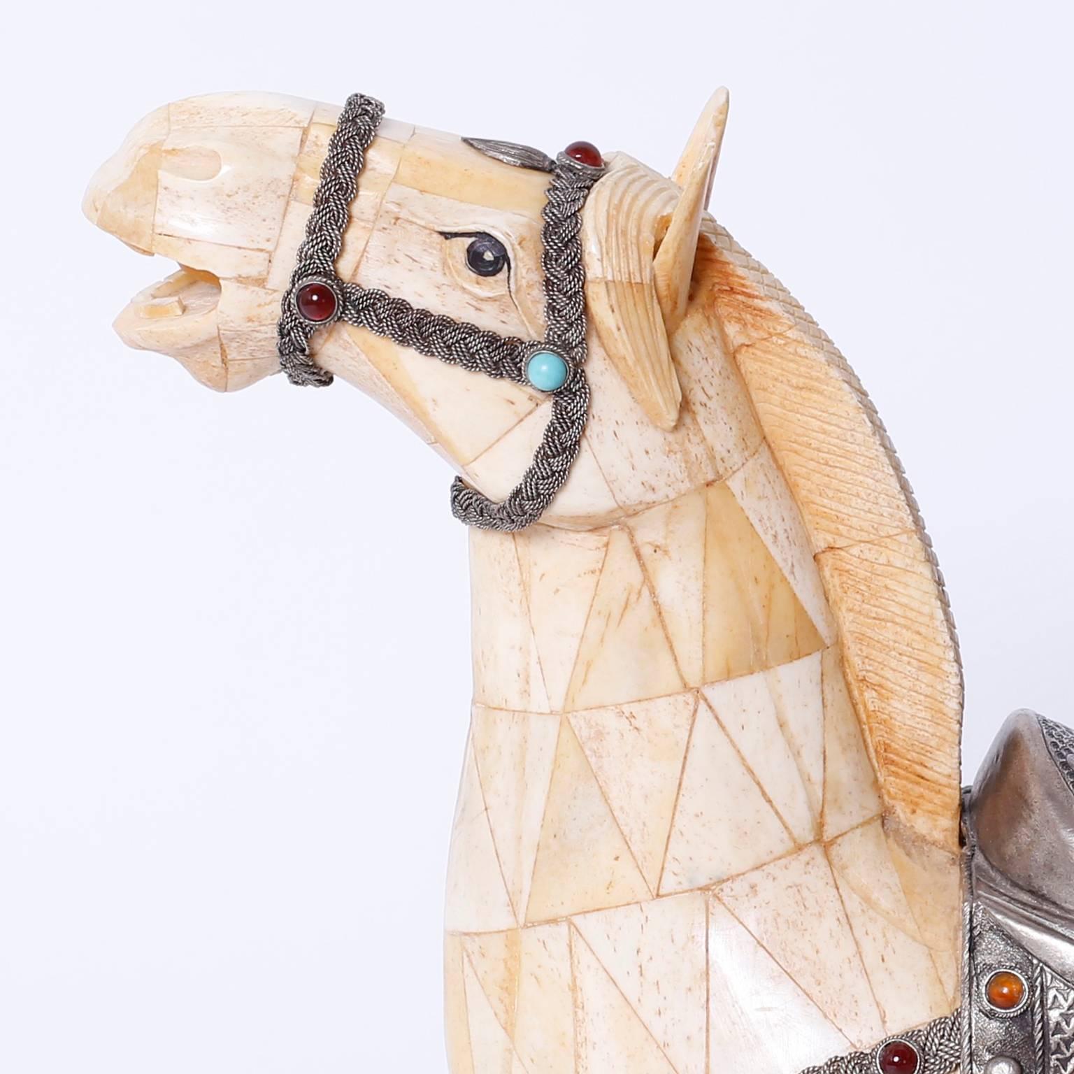 Pair of Midcentury Chinese Bone Horses 1