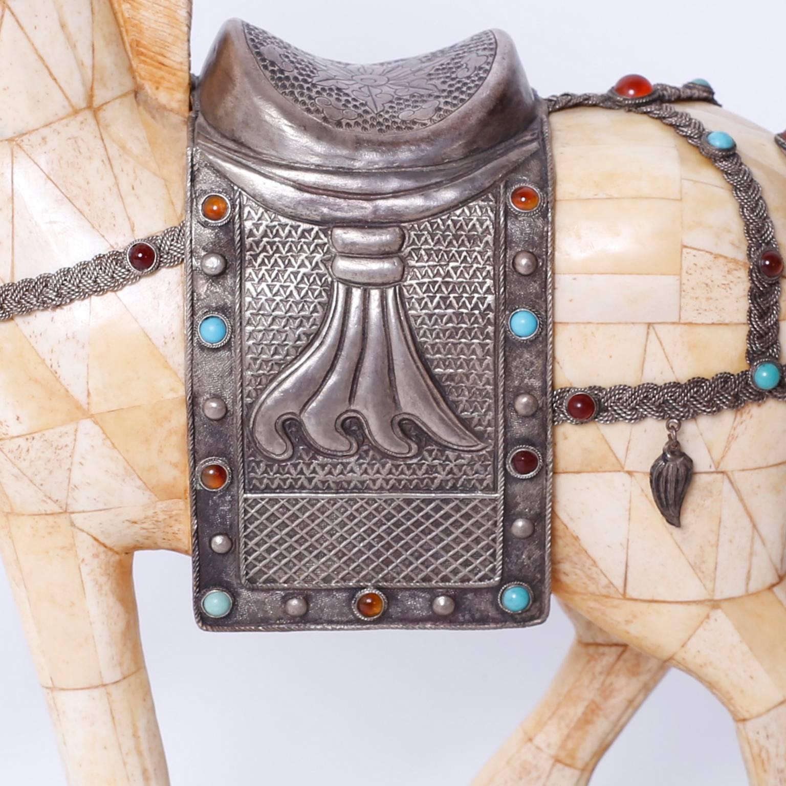Pair of Midcentury Chinese Bone Horses 2