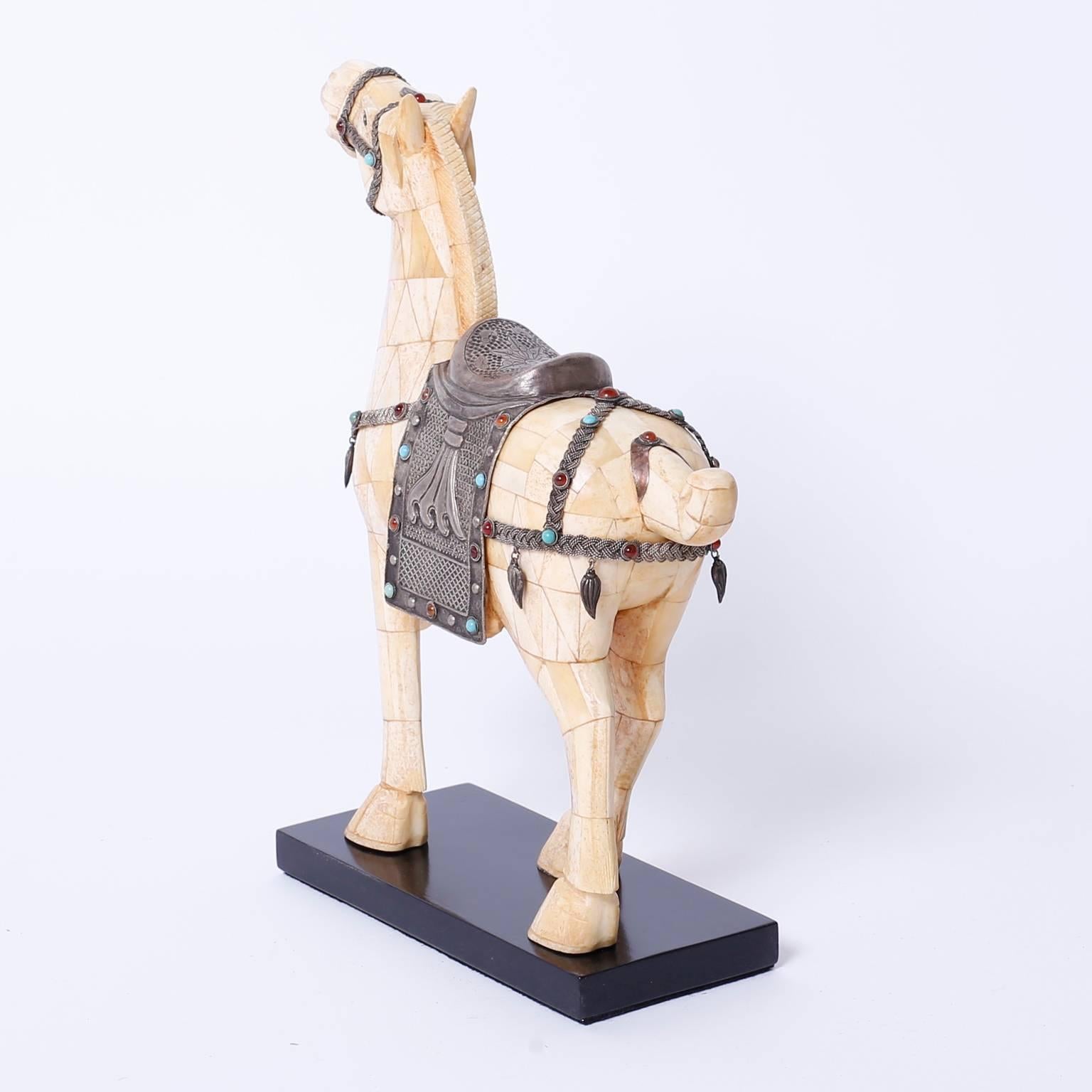 Pair of Midcentury Chinese Bone Horses 3
