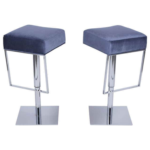 Mid Century Pair Heavy Coil Spring Bar Stools Pair Industrial Steam ...