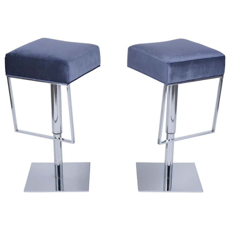 Mid Century Pair Heavy Coil Spring Bar Stools Pair Industrial Steam ...