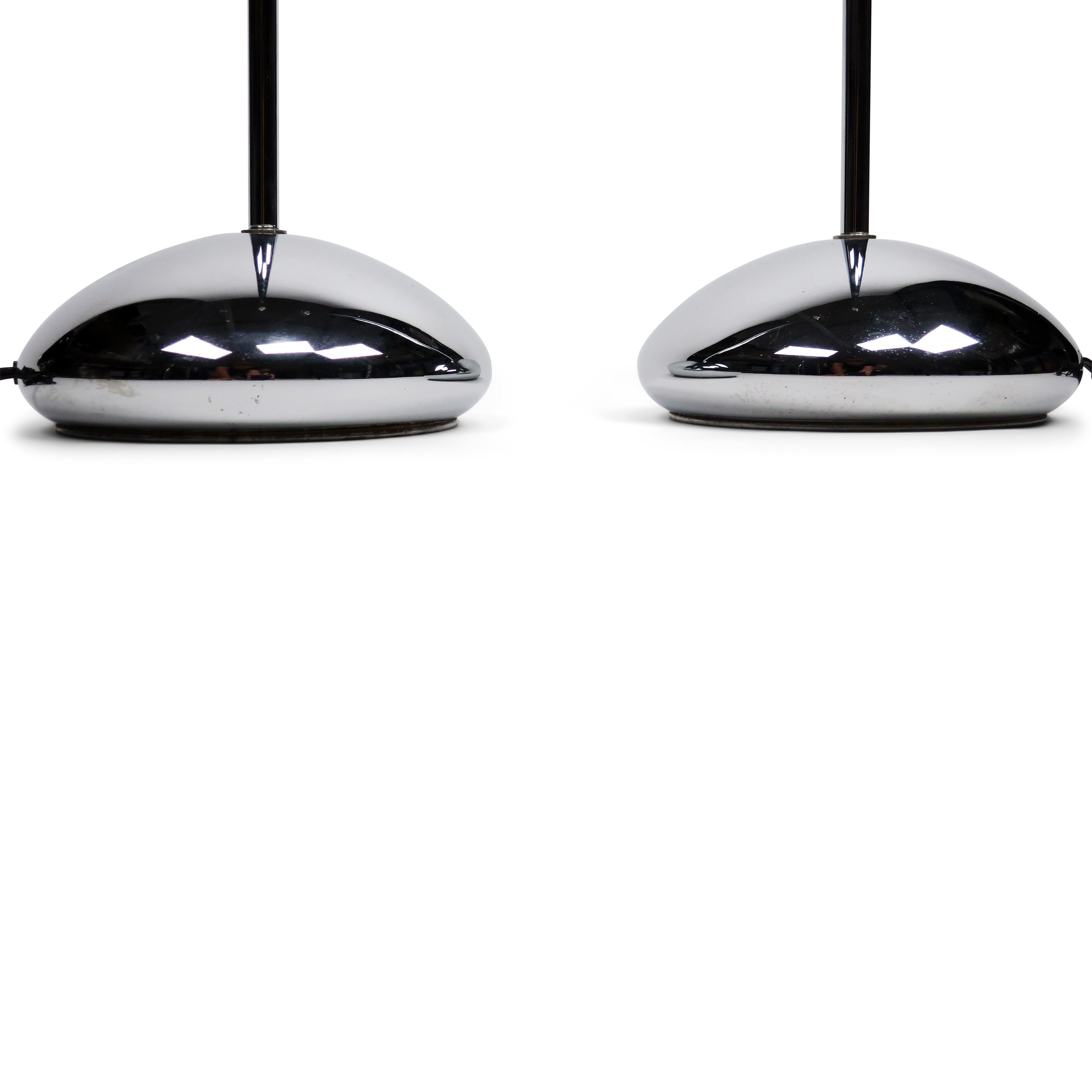 Pair of Chrome Teardrop Base Floor Lamps 2