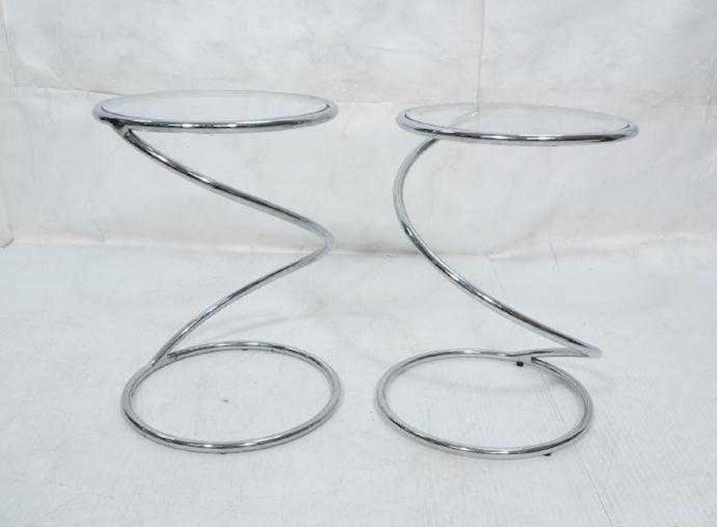Mid-Century Modern Pair of Midcentury Chrome Spring Tables, by Pace For Sale