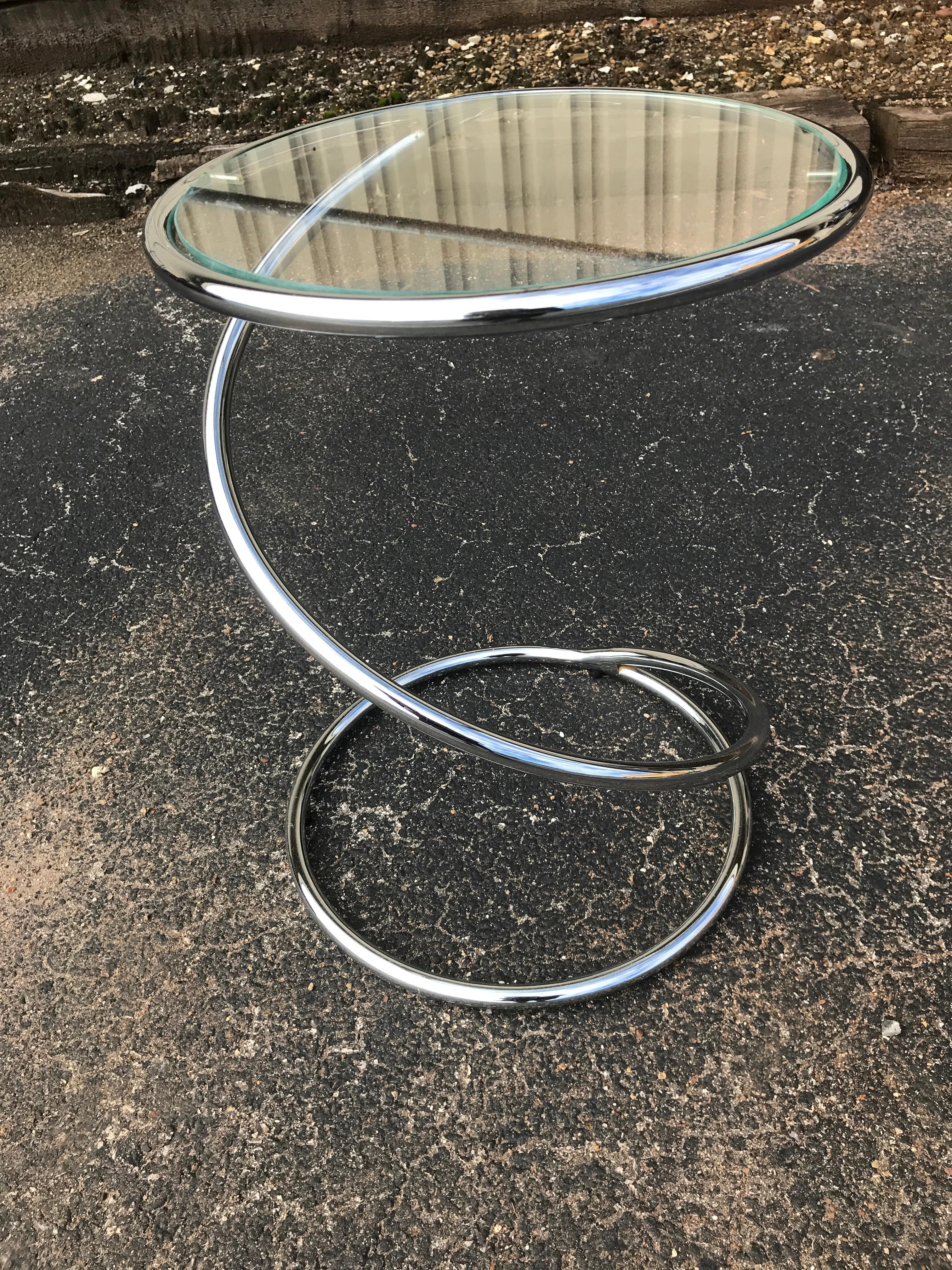 20th Century Pair of Midcentury Chrome Spring Tables, by Pace For Sale