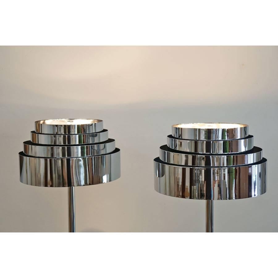 Mid-Century Modern Pair of Midcentury Chrome Torchere For Sale