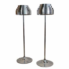 Pair of Midcentury Chrome Torchere