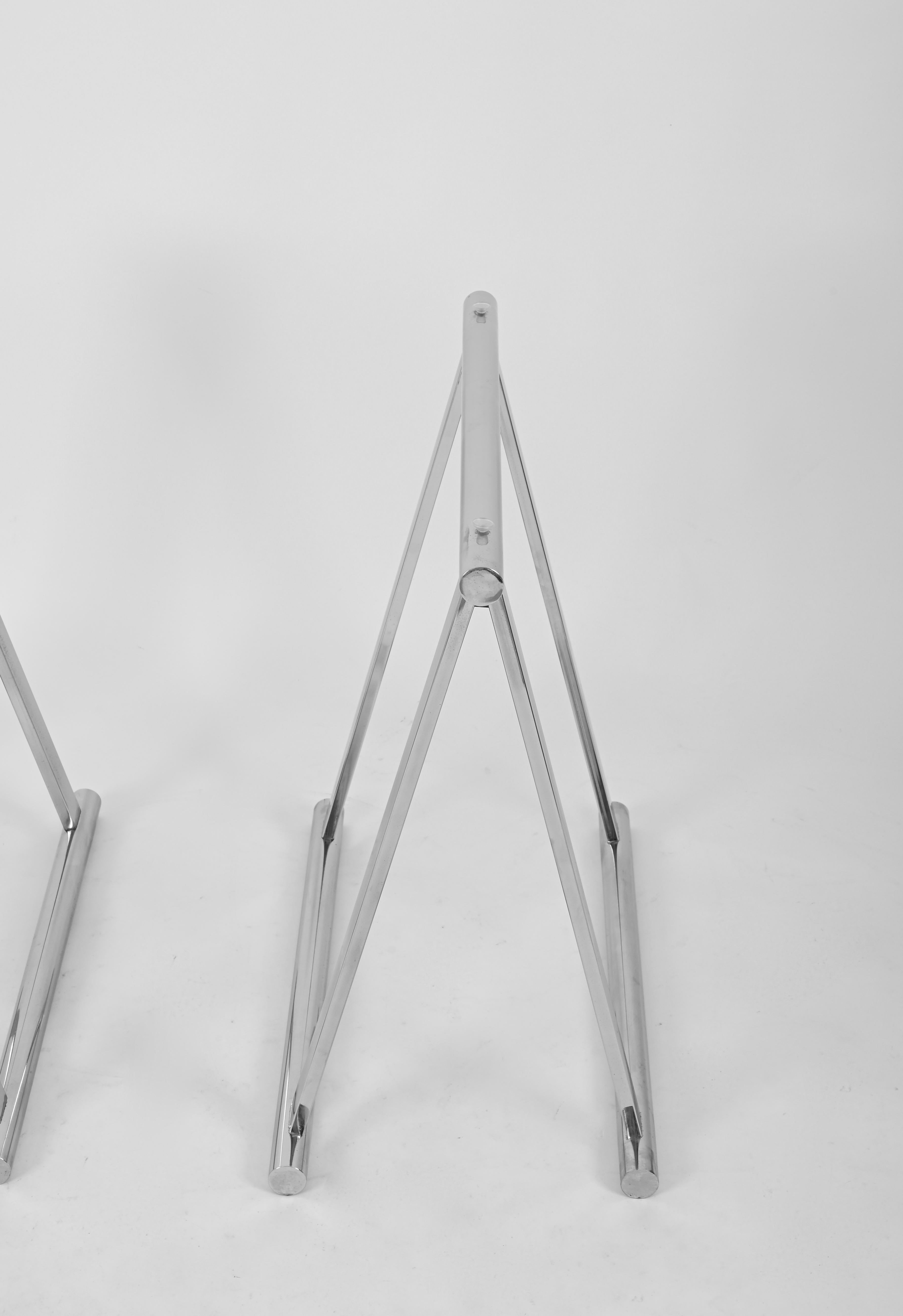 Pair of Midcentury Chromed Steel Italian Trestles, Milo Baughman, 1970s For Sale 11