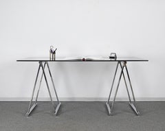 Pair of Midcentury Chromed Steel Italian Trestles, Milo Baughman, 1970s