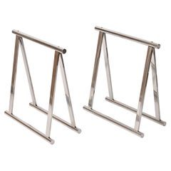 Pair of Midcentury Chromed Steel Italian Trestles, Milo Baughman, 1970s
