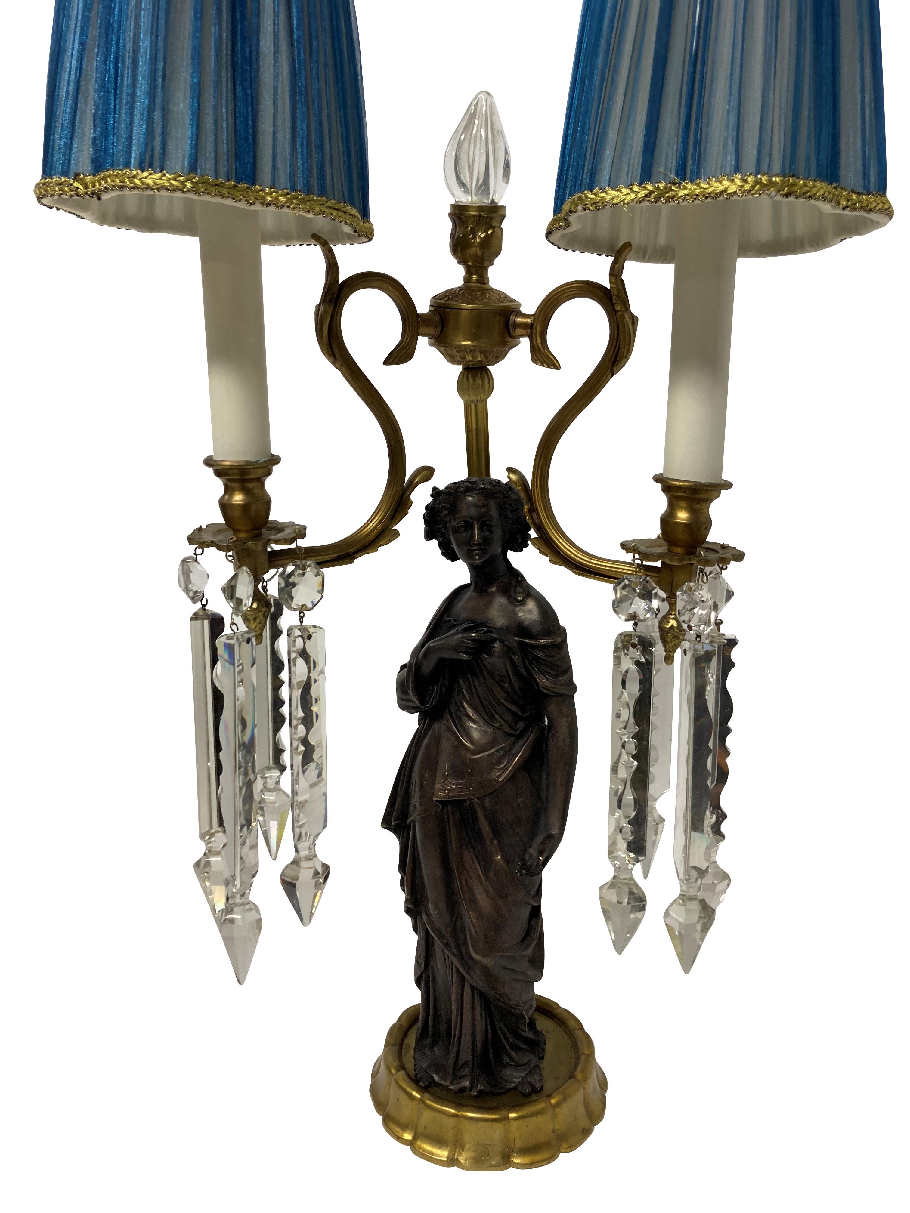 Neoclassical Pair of Midcentury Classical Figural Lamps