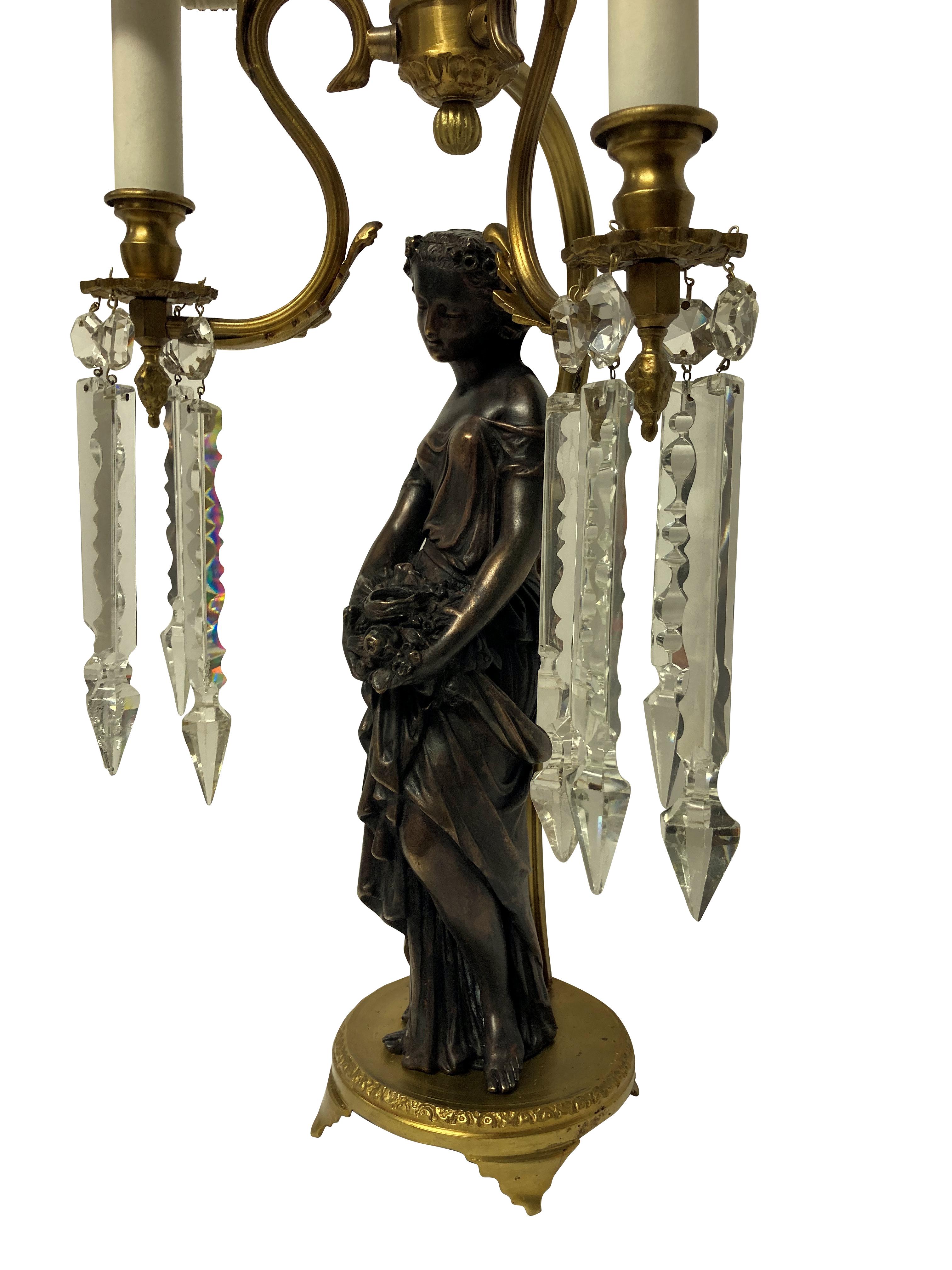 European Pair of Midcentury Classical Figural Lamps