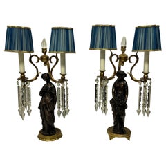 Retro Pair of Mid-Century Classical Figural Lamps