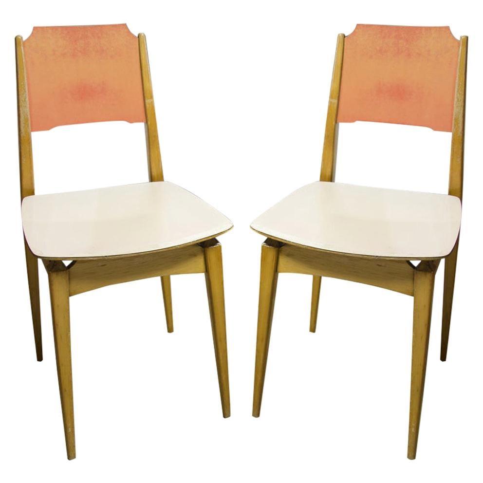 Pair of Midcentury Color Chairs, 1960s, Czechoslovakia