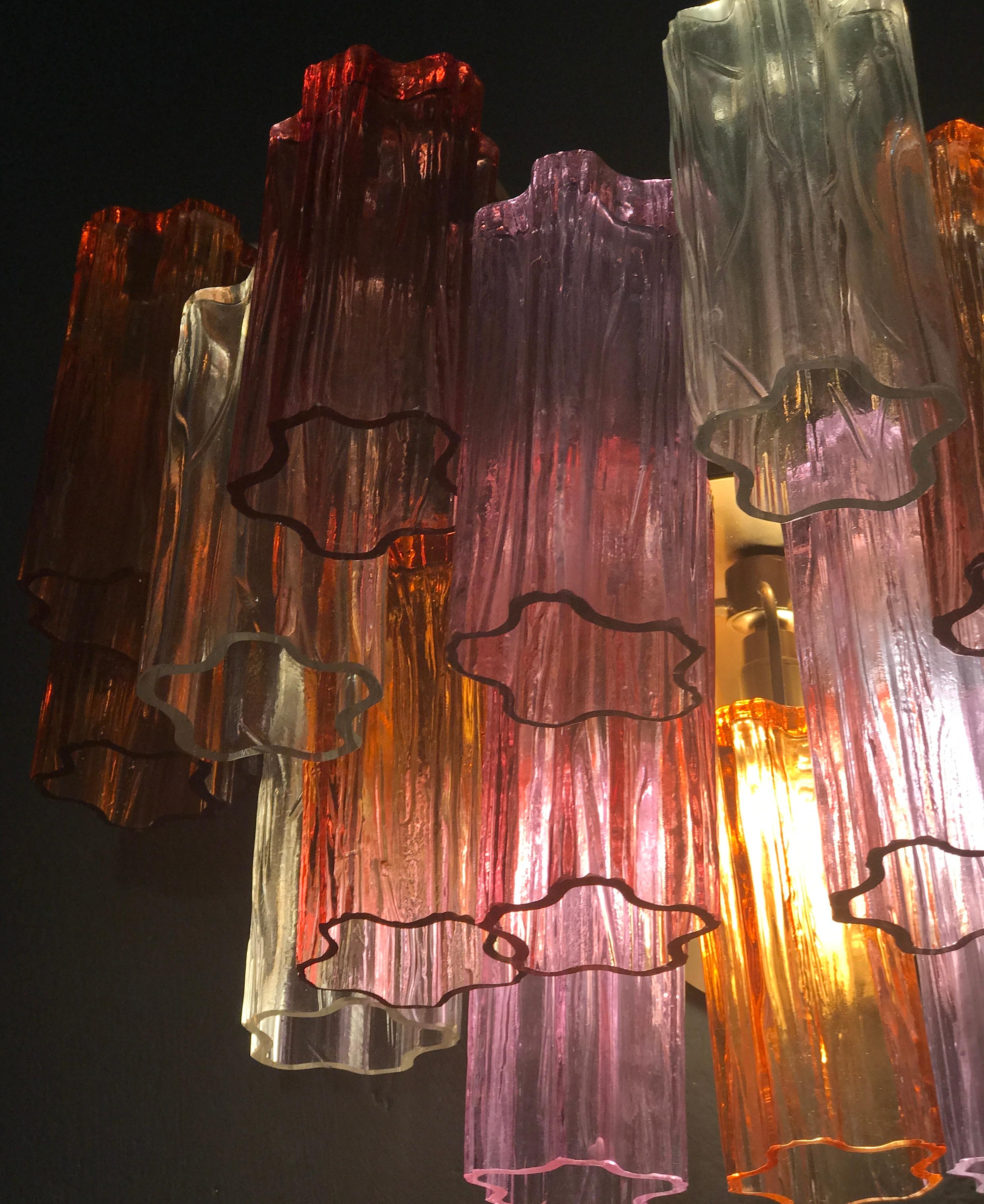 Verre brun Paire d'appliques en verre de Murano coloré du milieu du siècle dernier par Tony Zuccheri pour Venini en vente