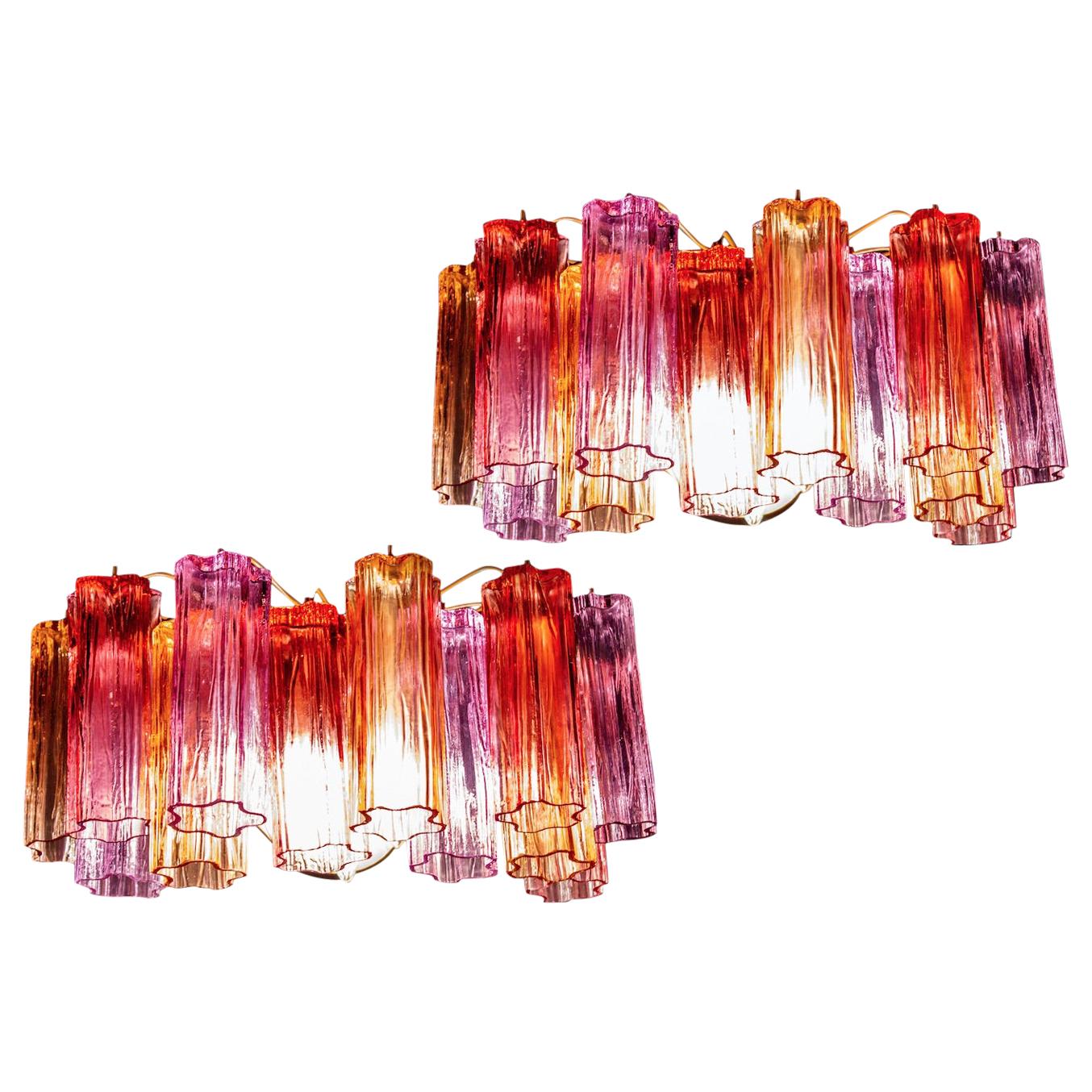 Pair of Midcentury Colored Murano Glass Scones by Tony Zuccheri for Venini