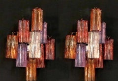 Pair of Midcentury Colored Murano Glass Scones by Tony Zuccheri for Venini