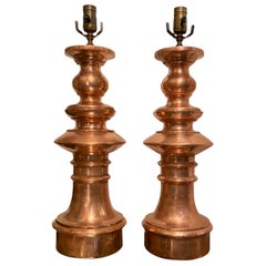 Pair of Midcentury Copper Lamps
