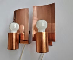 Pair of Midcentury Copper Wall Lamps, Denmark, 1960s