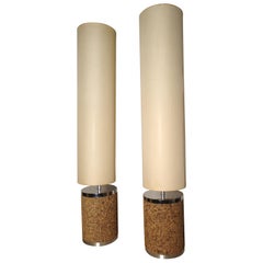 Pair of Midcentury Cork Lamps
