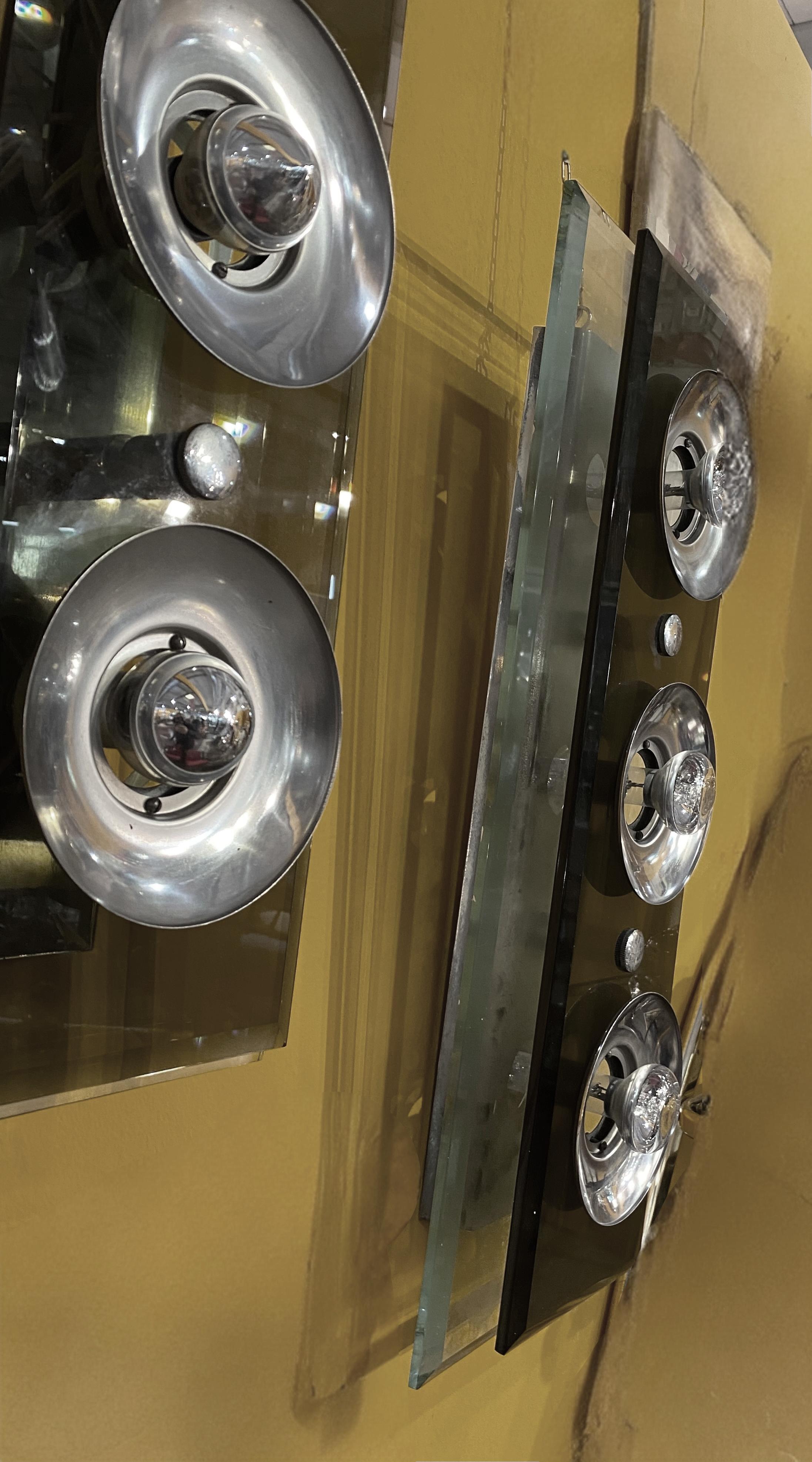 Paire d'appliques rectangulaires en verre fumé Cristal Arte du milieu du siècle, Italie, années 1960 en vente 2