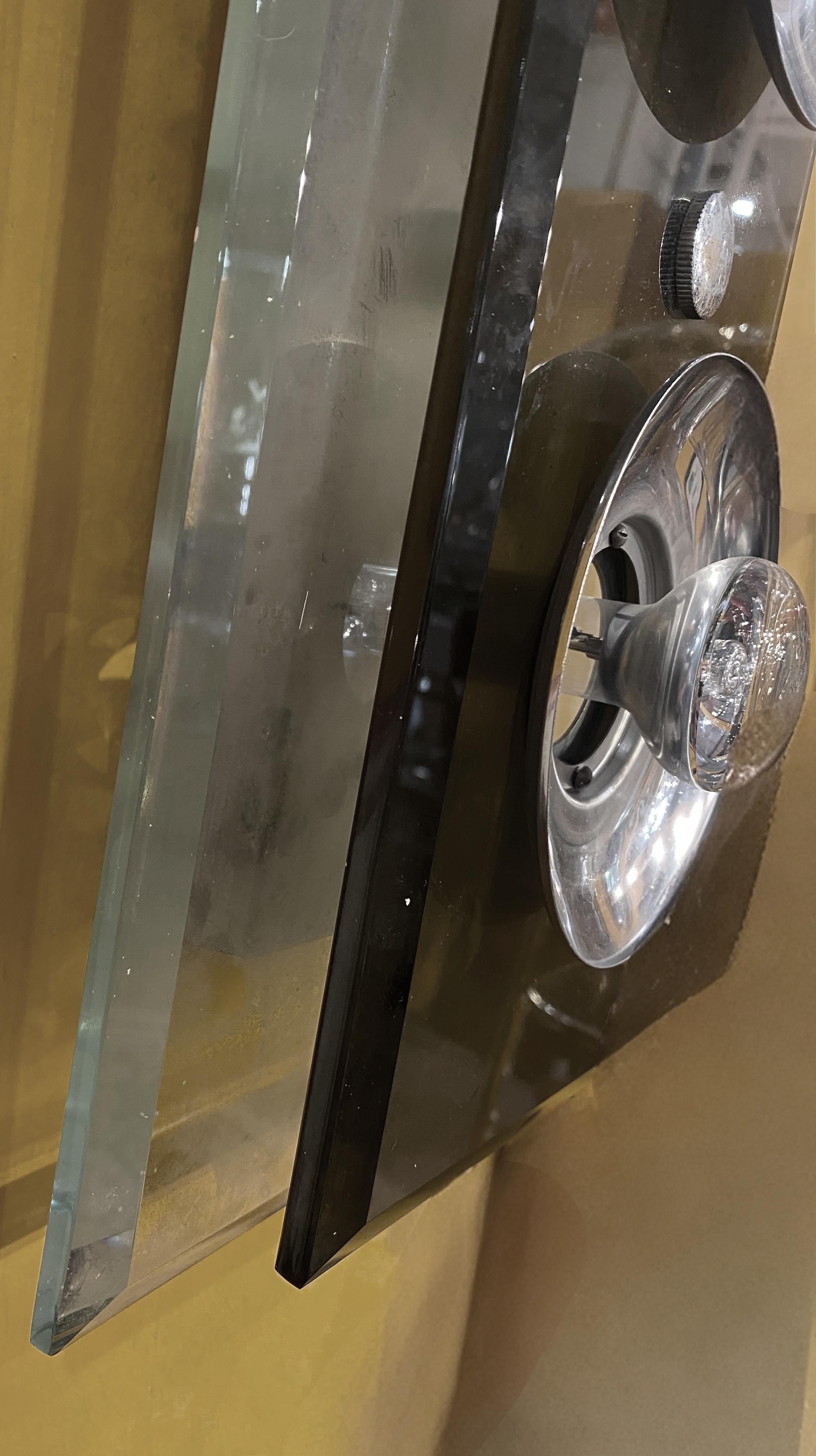 Paire d'appliques rectangulaires en verre fumé Cristal Arte du milieu du siècle, Italie, années 1960 en vente 3