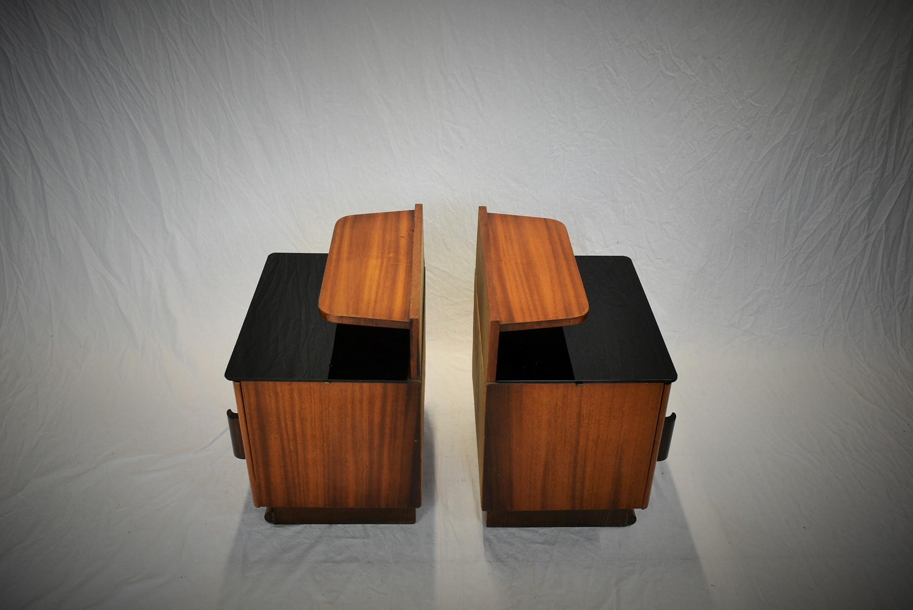Wood Pair of Midcentury Czechoslovakian Bedside Tables, 1960s