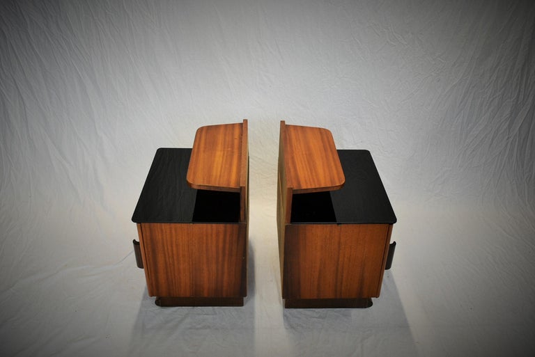Wood Pair of Midcentury Czechoslovakian Bedside Tables, 1960s For Sale