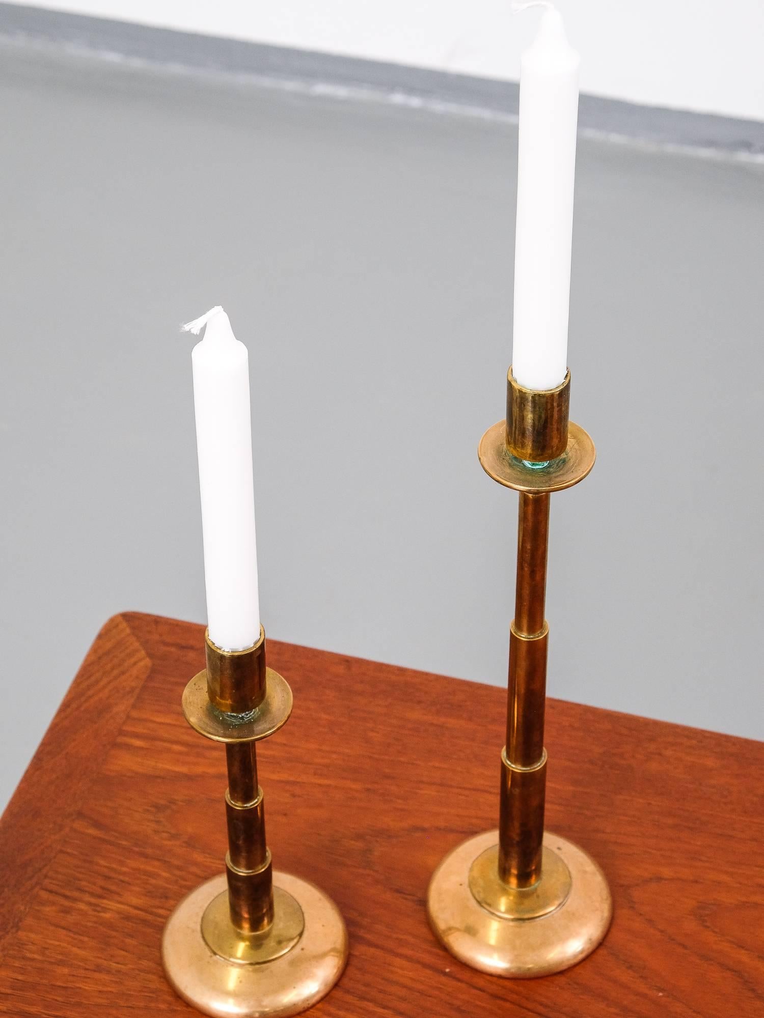 Scandinavian Modern Pair of Midcentury Danish Brass Candlesticks