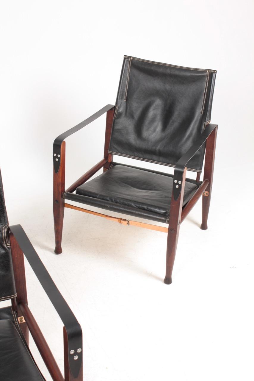 Pair of Midcentury Danish Design Lounge Chairs in Patianted Leather by Klint 8