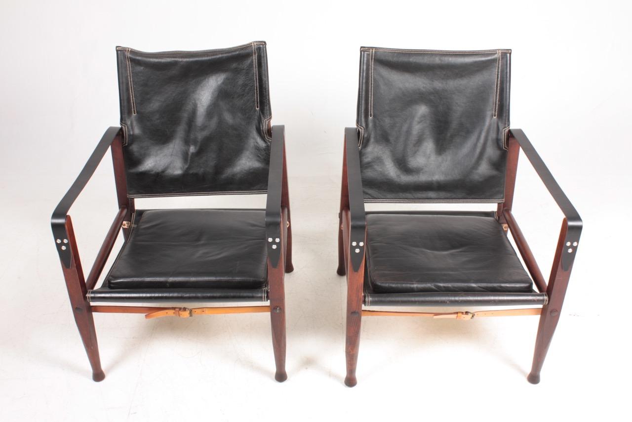 Scandinavian Modern Pair of Midcentury Danish Design Lounge Chairs in Patianted Leather by Klint