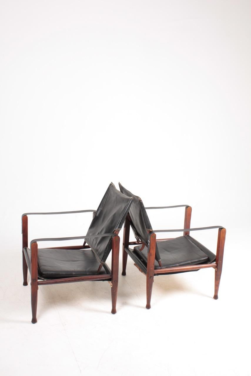 Pair of Midcentury Danish Design Lounge Chairs in Patianted Leather by Klint 2
