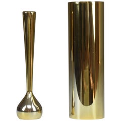 Pair of Midcentury Danish Gilded Single Flower Vases by Hugo Asmussen, 1960s