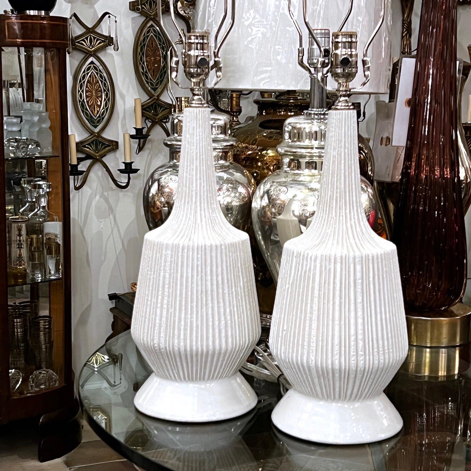 Porcelain Pair of Midcentury Danish Lamps For Sale