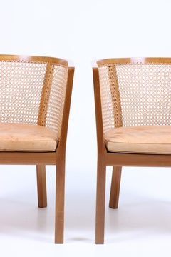 Pair of Midcentury Danish Lounge Chairs by in Mahogany and Patinated Leather