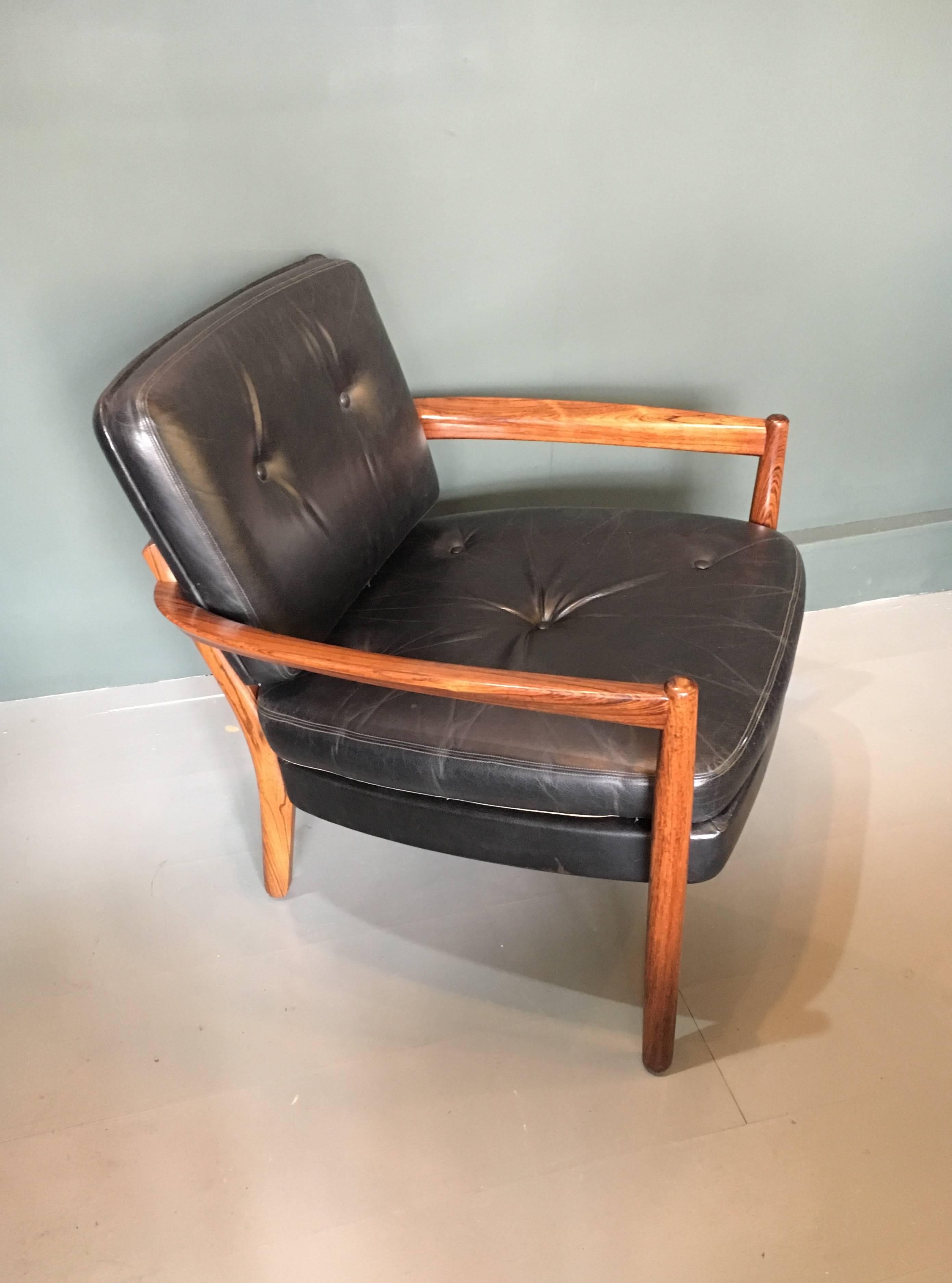 Pair of Nordic Midcentury Rosewood Lounge Chairs 13