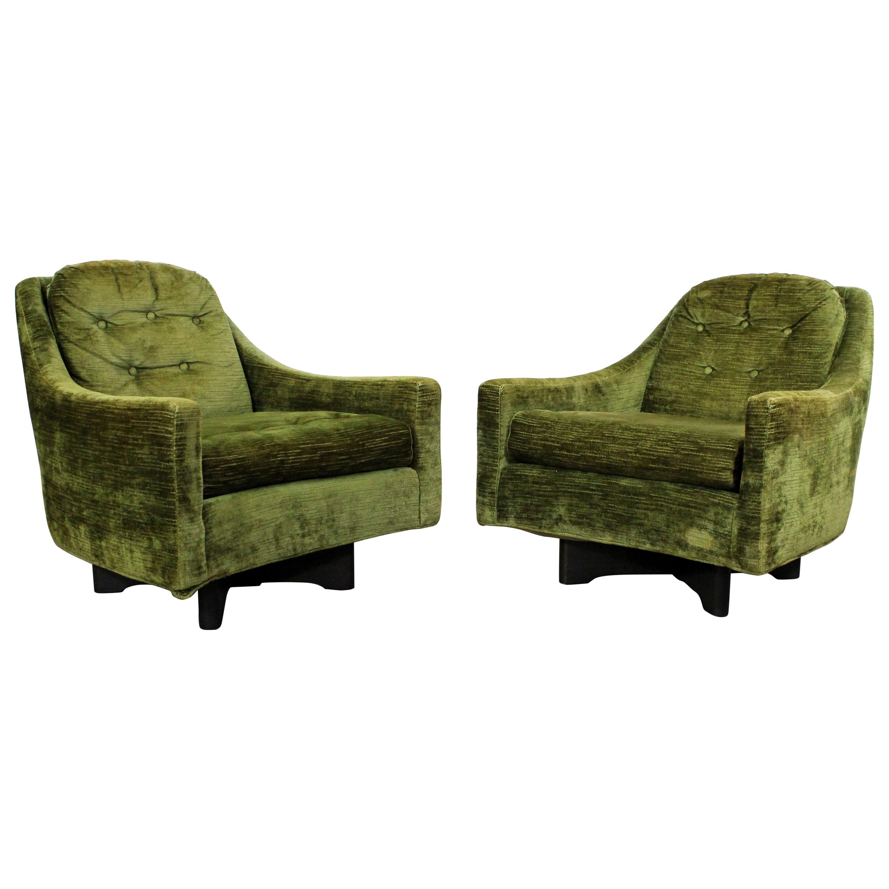 Pair of Midcentury Danish Modern Adrian Pearsall Style Swivel Club Chairs