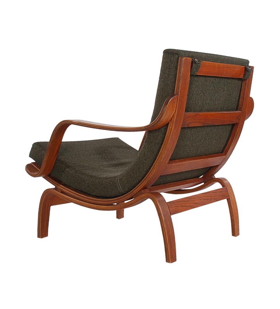 Pair of Midcentury Danish Modern Bentwood Lounge Chairs in Walnut Stained Oak 2