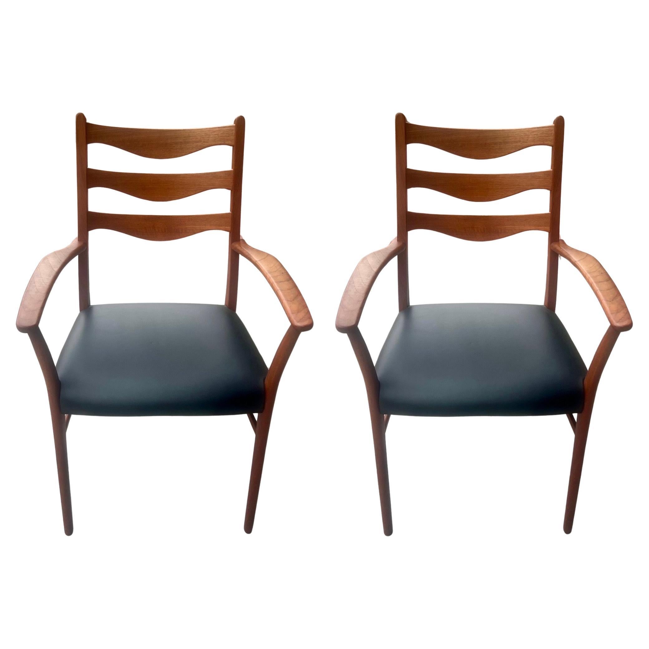 Pair of Midcentury Danish Modern by Arne Wahl Iversen Dining Chairs in Teak