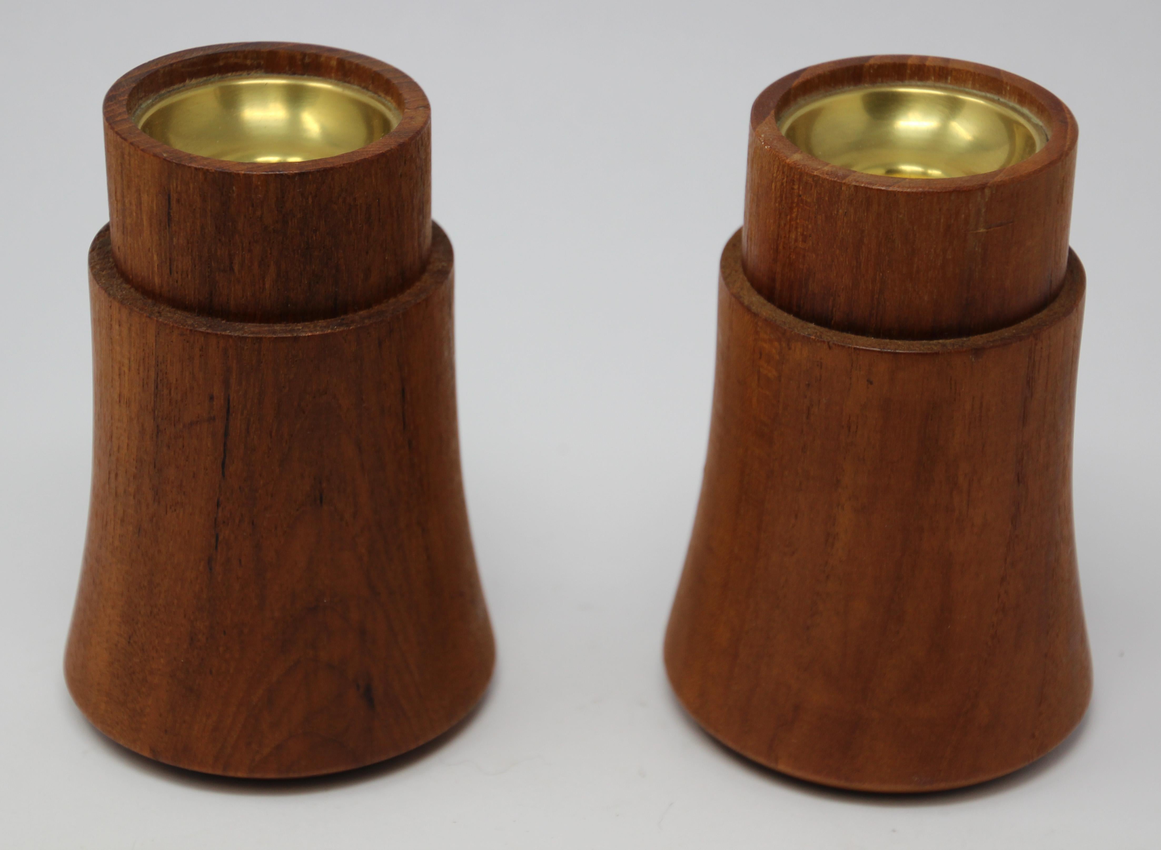 Pair of Midcentury Danish Modern Dansk Teak Candleholder 3