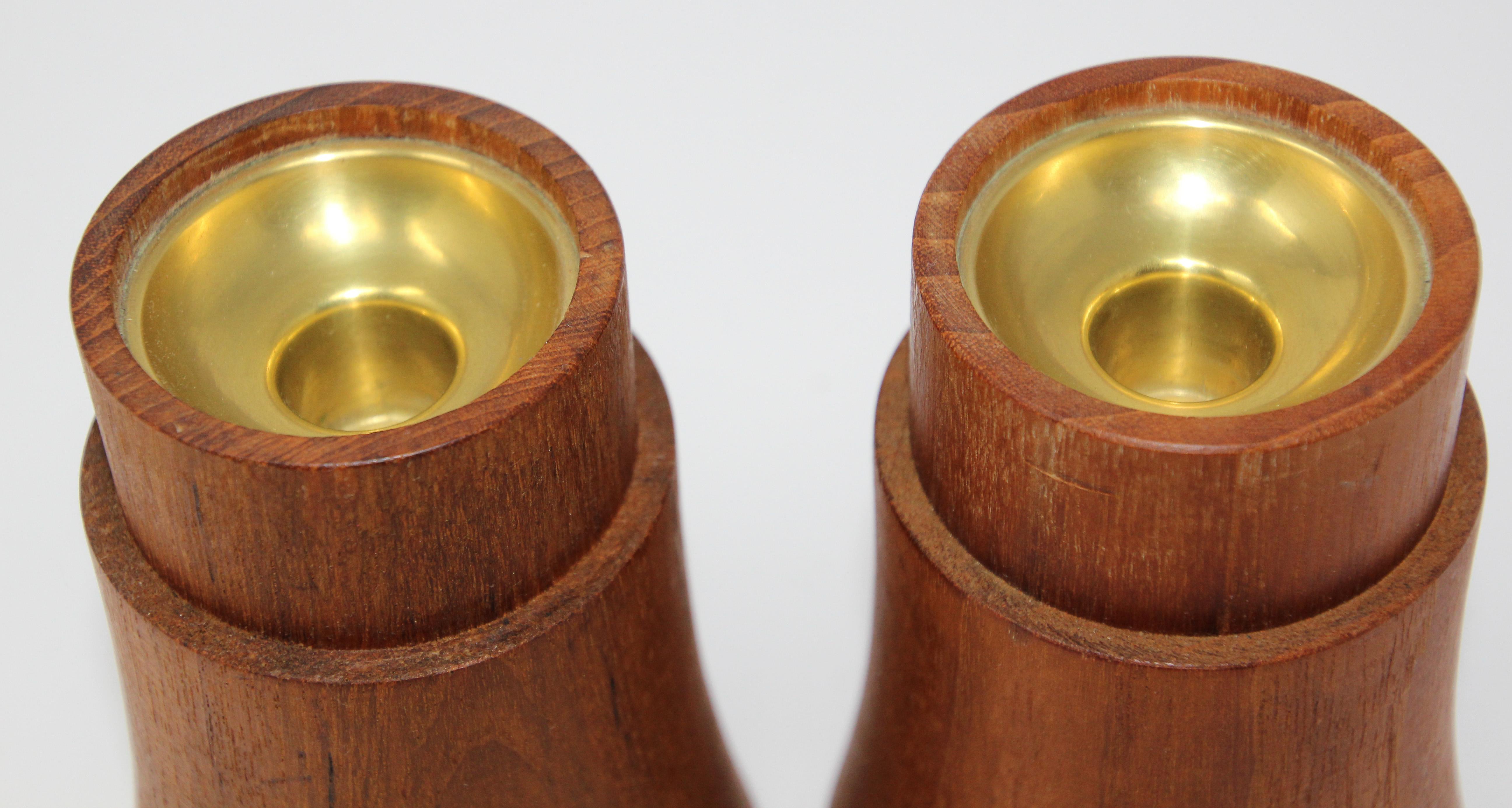 Pair of Midcentury Danish Modern Dansk Teak Candleholder 5